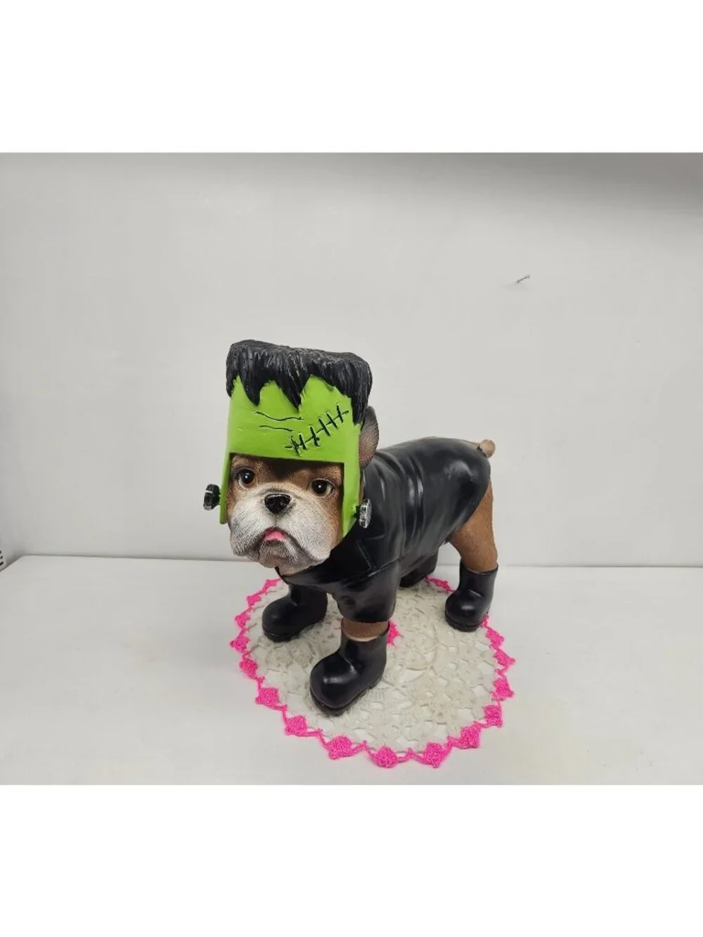 Spooky Frankenstein English Bulldog Figurine Statue Halloween Decor Collectible